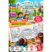Haydi Dekor Kendi Şehrimi Boyuyorum Boyama Rulosu 30X400 cm – 4 Metre Dev Şehir Temalı Eğitici ve Eğlenceli Çocuk Boyama Kağıdı
