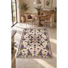 Rugs Modern Halı Dora Vintage Geometrik Botanik Desenli Ince Dokuma Taban Salon Halısı OZL522