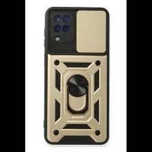 Samsung Galaxy A22 Kılıf Pars Lens Yüzüklü Silikon - Gold