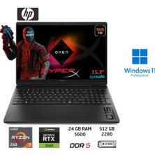 Hp Hyperx Omen 15 Amd Ryzen 7 260(YENI Nesil Işlemci) 24GB 512GB SSD RTX5060 W11 Pro 15.3" Wuxga 165Hz Taşınabilir Bilgisayar D62C8EA Duddi