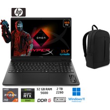 Hp Hyperx Omen 15 Amd Ryzen 7 260(YENI Nesil Işlemci) 32GB 2tb SSD RTX5060 W11 Pro 15.3" Wuxga 165Hz Taşınabilir Bilgisayar D62C8EA Duddi Çanta