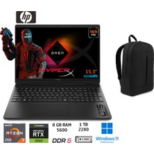 Hp Hyperx Omen 15 Amd Ryzen 7 260(YENI Nesil Işlemci) 8gb 1tb SSD RTX5060 W11 Pro 15.3" Wuxga 165Hz Taşınabilir Bilgisayar D62C8EA Duddi Çanta