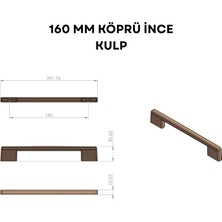 CATEKSSS Köprü Ince 160 mm Çekmece Dolap Mobilya Kulpu Sert Plastik Siyah