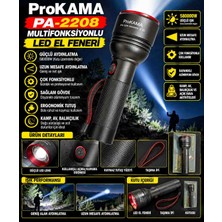 Prokama PA-2208 Profesyonel Güçlü LED El Feneri – Çok Fonksiyonlu, Uzun Menzilli Aydınlatma, Dayanıklı Gövde, Kamp, Av ve Gece Balıkçılığı Feneri