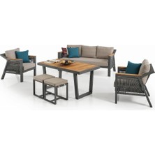 Viona Home Atlas Plus 3-1-1-S Alüminyum Bahçe Balkon Oturma Grubu