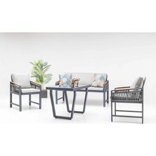 Viona Home Mykonos Plus Mini 2-1-1-S Alüminyum Bahçe Balkon Oturma Grubu