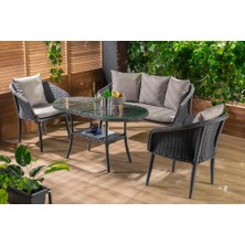 Viona Home Docky 2-1-1-S Rattan Bahçe Balkon Oturma Grubu
