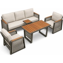 Viona Home Nox 3-1-1-S Alüminyum Bahçe Balkon Oturma Grubu