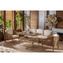 Viona Home Santana 3-1-1-S Rattan Bahçe Balkon Oturma Grubu
