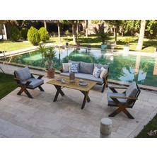 Viona Home Lotus 3-1-1-S Alüminyum Bahçe Balkon Oturma Grubu