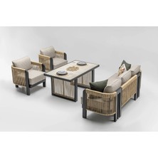 Viona Home Atlas 3-1-1-S Alüminyum Bahçe Balkon Oturma Grubu
