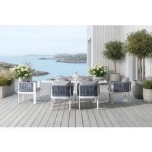 Viona Home Marina Alüminyum Bahçe Balkon Yemek Takımı 6 Kişilik