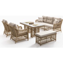 Viona Home Dora 3-1-1-S Rattan Bahçe Balkon Oturma Grubu