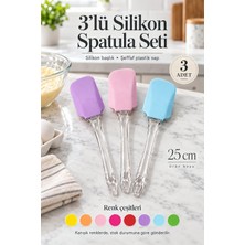 Okyanus Home 3'lü Karışık Renkli  Şeffaf Saplı 25CM Silikon Spatula