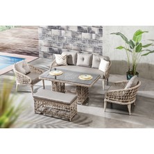 Viona Home Tokyo 3-1-1-S Rattan Bahçe Balkon Oturma Grubu