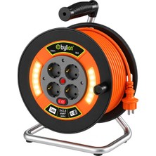 Vionna Led'li Makaralı Uzatma Kablosu, Cca, Ttr Uzatma Kablosu, 4 Prizli, 250V, 16A, Termal Sigorta, Güç Göstergesi, IP20, Bahçe, Kamp, Şantiye Tipi Elektrik Makarası (3x2,5 Mm², 20 M)