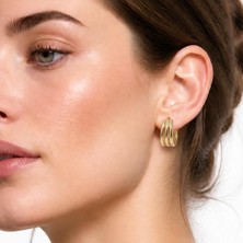 14 K Altın Görünümlü Xuping Üç Şerit Küpe