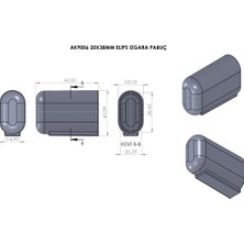 CATEKSSS 20X38 mm Elips Izgara Pabuç Siyah - 35’li Paket