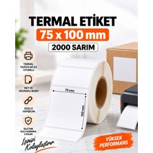 Cece Ambalaj 75X100 mm Eko Termal Barkod Etiketi 2000 Sarım 1 Rulo Yapışkanlı Kargo Etiketi