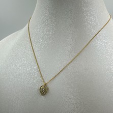 14 K Altın Görünümlü Zirkon Taşlı Damla Kolye 45 cm