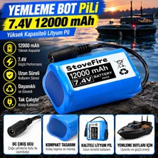 Yemleme Botu Pili 12000MAH 7.4V Yüksek Kapasiteli Şarjlı Lityum Batarya – Uzun Ömürlü Yedek Güç Pili
