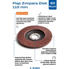 Azimli 115 mm Flap Zımpara Diski 60 Kum 1 Adet Açılı Metal Taşlama Ucu