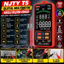 Njty T5 Profesyonel Dijital Multimetre – 6000 Sayım, True Rms, Renkli Ekran, Akıllı Voltaj ve Akım Ölçer, Temassız Elektrik Kontrol Cihazı