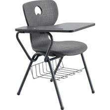 CATEKSSS Kolçaklı Monoblok Koç Lise A Ayak Sandalye Ant Gri - 34’lü Paket