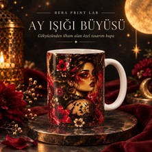 Bera Print Lab Ay Işığı Büyüsü Gotik Çiçek ve Ay Temalı Özel Tasarım Seramik Kupa