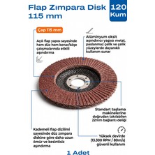 Azimli 115 mm Flap Zımpara Diski 120 Kum 1 Adet Açılı Metal Taşlama Ucu