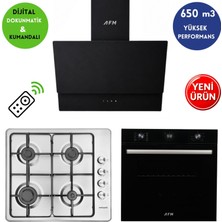 Eminçelik ve Afm Marka / A11A  Siyah 3'lü Ankastre Set (FM7600+ 31 220 Inox Emaye + FM3400 Dijital)