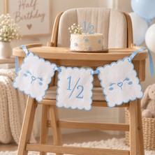 Tly Home Textiles Tly Home & Baby 1/2 Yaş Nakışlı 3’lü Doğum Günü Flaması (Mavi)