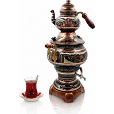 Anka Elektrikli 1 Demlikli 7 Litre İşlemeli Bakır Semaver