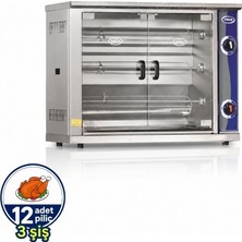 Pimak Elektrikli Tek Vitrin Piliç Çevirme 3 Şiş 12 Piliç 220V