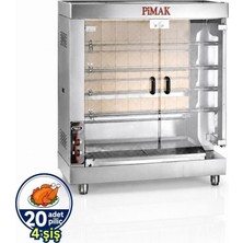 Pimak Doğalgazlı Set Üstü Kollu Piliç Çevirme 4 Şiş 20 Piliç