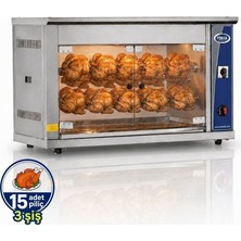 Pimak Tüplü Set Üstü Piliç Çevirme 3 Şiş 15 Piliç