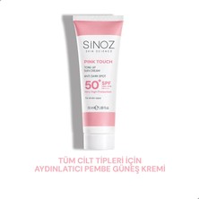 Sinoz Pink Touch SPF50+ Aydınlatıcı Pembe Yüz Güneş Kremi PA++++ Tüm Ciltler için 50ml