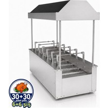 Pimak Davlumbazlı Kömürlü Yatay Tip 6+6 Şiş / 30+30 Piliç Çevirme