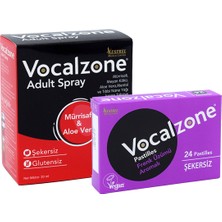 Vocalzone Frenk Üzümlü (Şekersiz) Pastil 24'Lü + Vocalzone Adult (Yetişkin) Sprey 20Ml