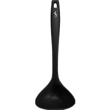 Lurch - Platin Silikon Çorba Kepçesi 28 cm Siyah - Yanmaz, Yapışmaz, Bükülmez, Çizmez, Tat ve Koku Bırakmaz - 240612