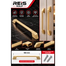 Reis Kulp Mobilya Kulpu Mat Altın Modern Çizgili 160 mm Lüx Mutfak Dolabı Çekmece Kapak Tutacağı