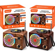 Str Store Işıklı Fm Radyo - Retro USB - Type-C Sarjlı Bt - Tf - USB Speaker FX-2513B PL-4725