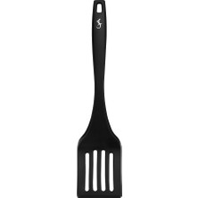 Lurch - Platin Silikon Delikli Spatula 32,5 cm Siyah - Yanmaz, Yapışmaz, Bükülmez, Çizmez, Tat ve Koku Bırakmaz - 240603