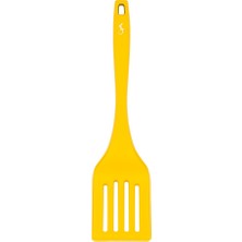 Lurch - Platin Silikon Delikli Spatula 32,5 cm Sarı - Yanmaz, Yapışmaz, Bükülmez, Çizmez, Tat ve Koku Bırakmaz - 240043