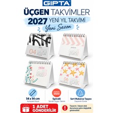 Gıpta 2027 Spiralli Üçgen Masa Takvimi 14 × 14 cm