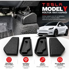 Filamel Tesla Model Y Uyumlu Koltuk Rayı Koruma Kapağı - Ön Koltuk Altı Ray Kapatıcı 4'lü Set (Siyah)