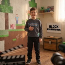 Dereff Minecraft Sweatshirt (Antrasit) 7-8 Yaş