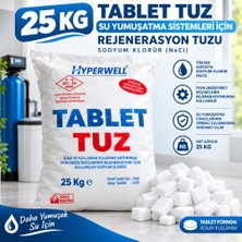Hyperwell 25 kg Tablet Tuz | Su Yumuşatma Tuzu, Rejenerasyon Tuzu, Sodyum Klorür