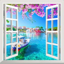 Pencere Poster Duvar Kağıdı Assos Yapışkanlı Sticker