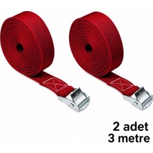 Tr Yük Bağlama Kayışı 2 Adet 3 Metre Kırmızı Metal Tokalı